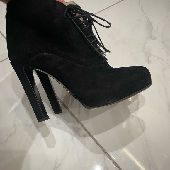 Prada Black Suede Lace Up Booties - Size 35 - Picture 11 of 13